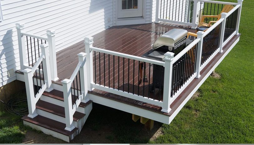 Composite Deck with White Trim Railings